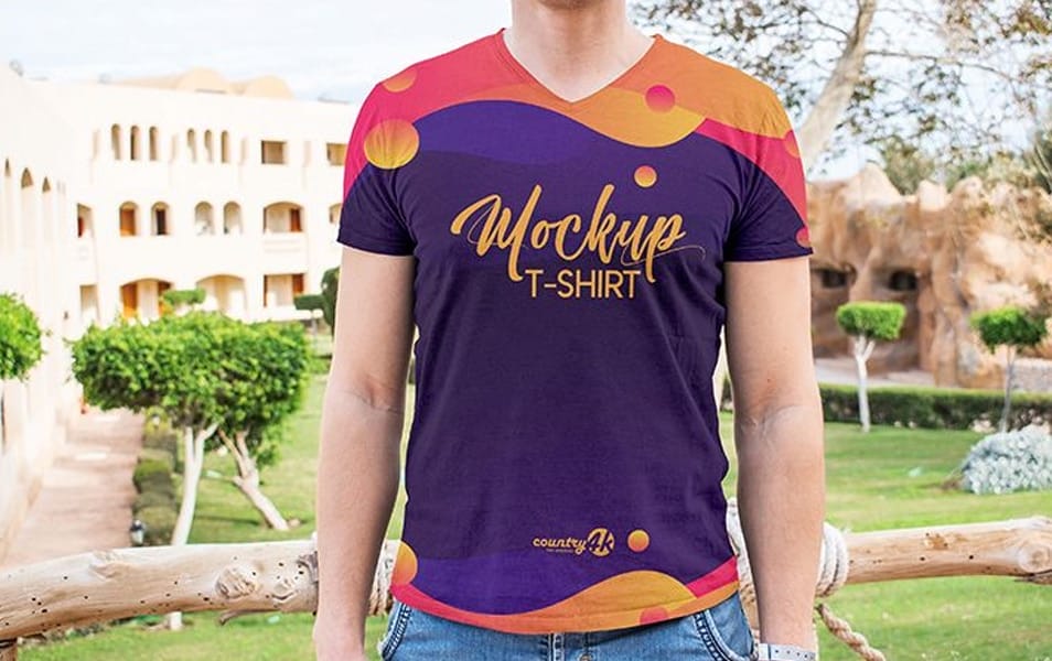 Free V-neck T-Shirt MockUp