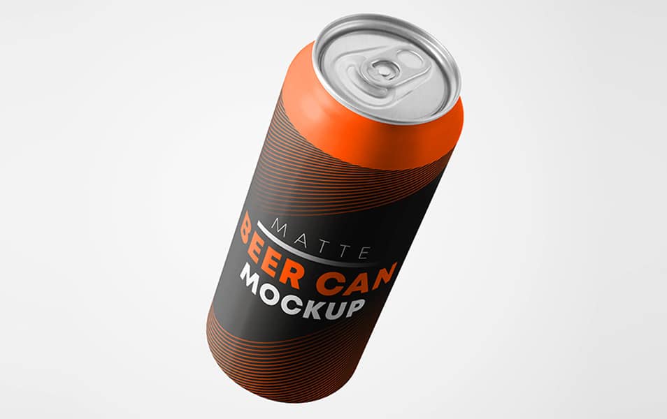 Matte Beer Can Free PSD Mockups