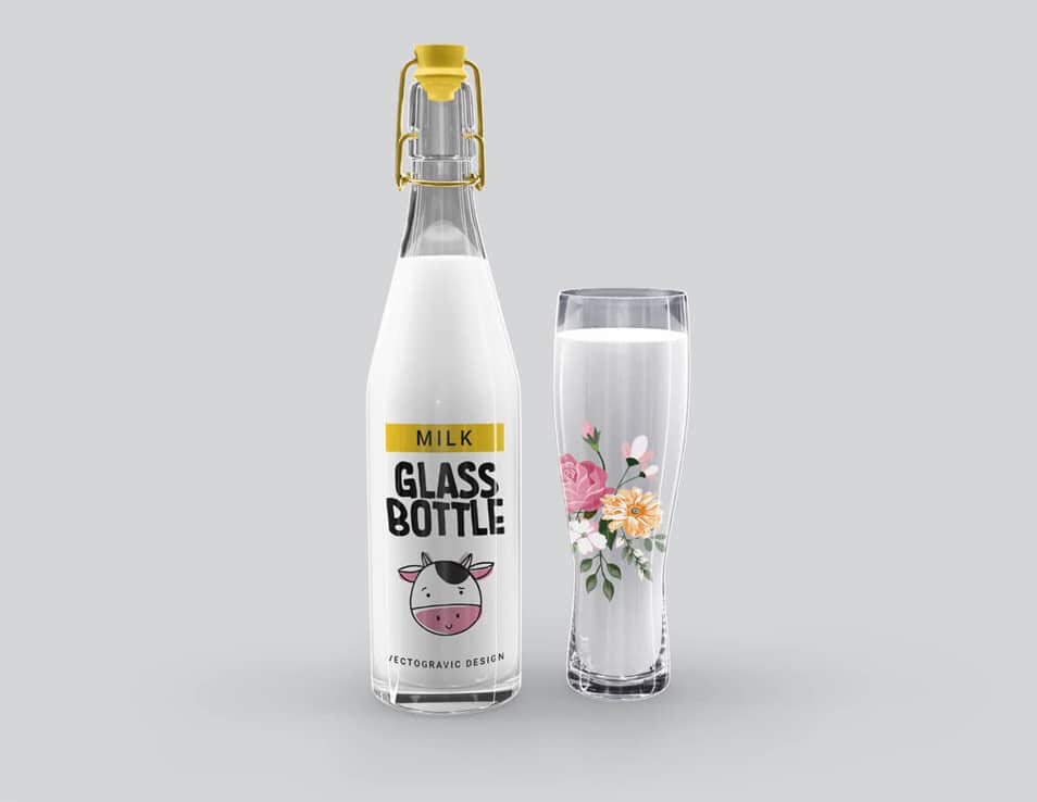 Milk Glass Bottle Mockups