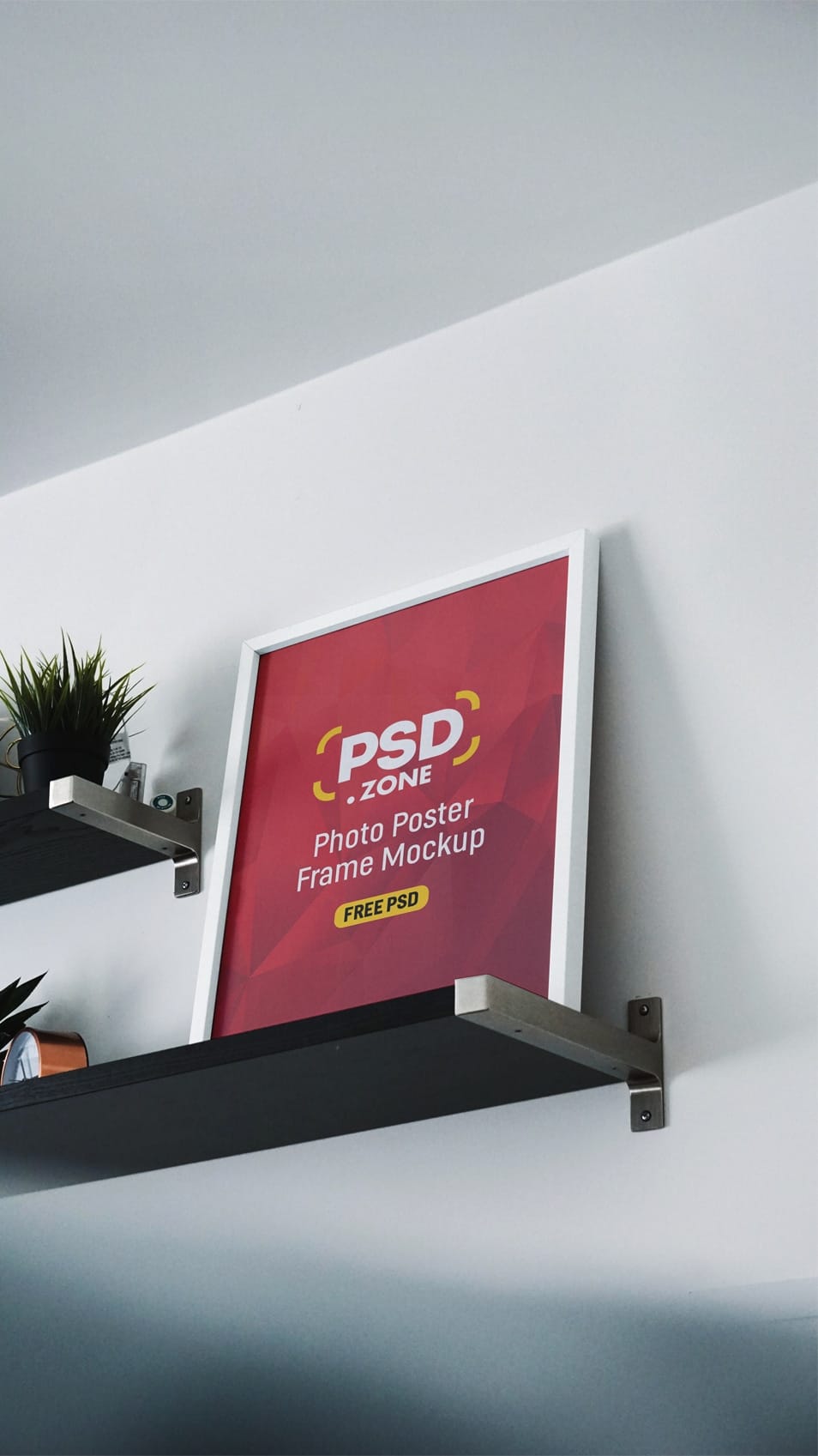 Photo Frames on Shelf Mockup PSD