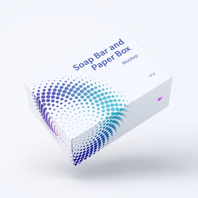 Soap Bar and Paper Box Mockup