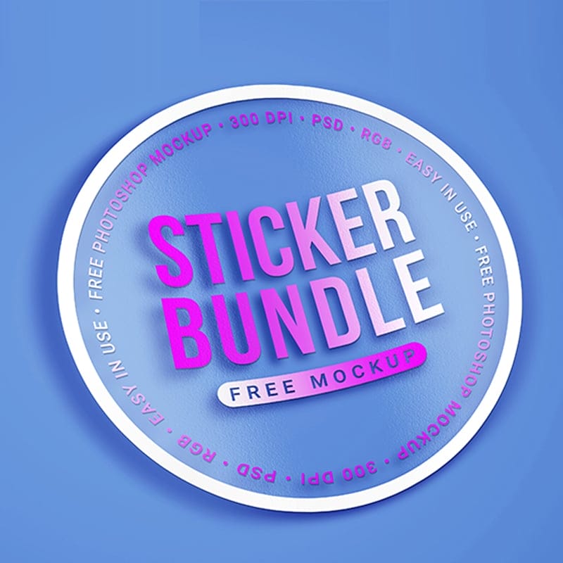 Sticker Bundle Free PSD Mockups