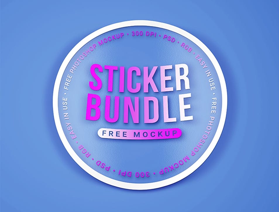 Sticker Bundle Free PSD Mockups