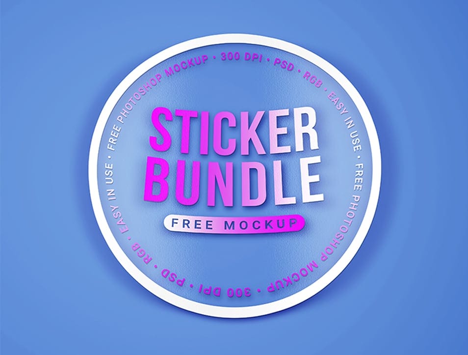 Sticker Bundle Free PSD Mockups