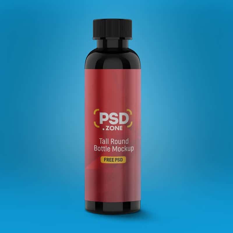 Tall Round Bottle Mockup PSD