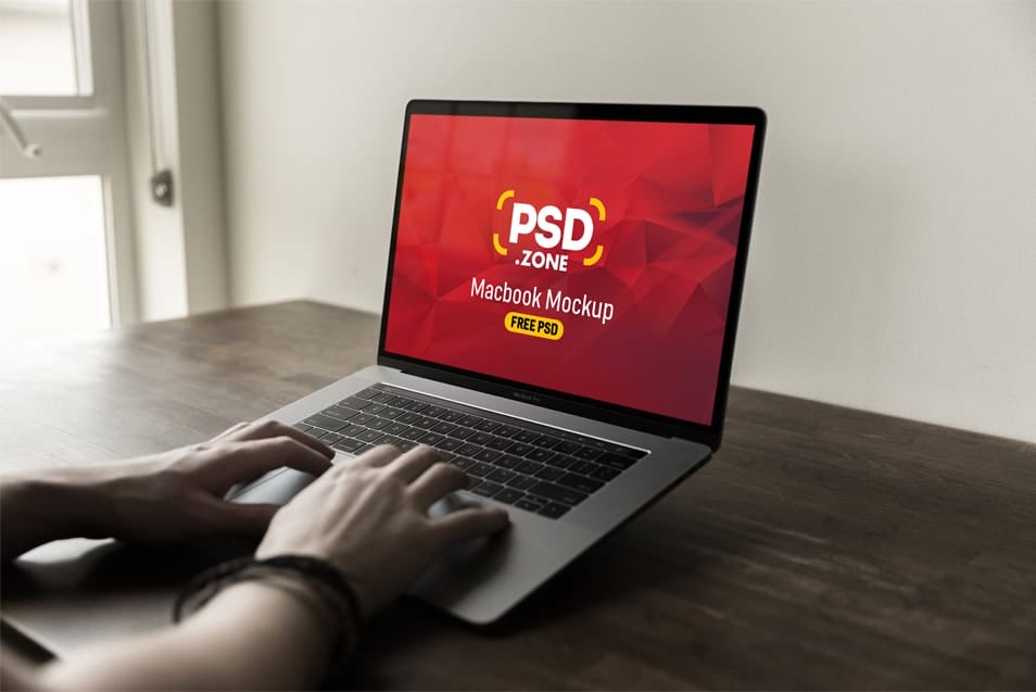 Typing on Apple MacBook Pro Mockup