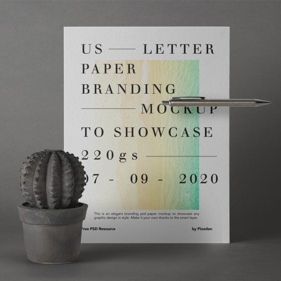 US Letter Brand Paper Mockup
