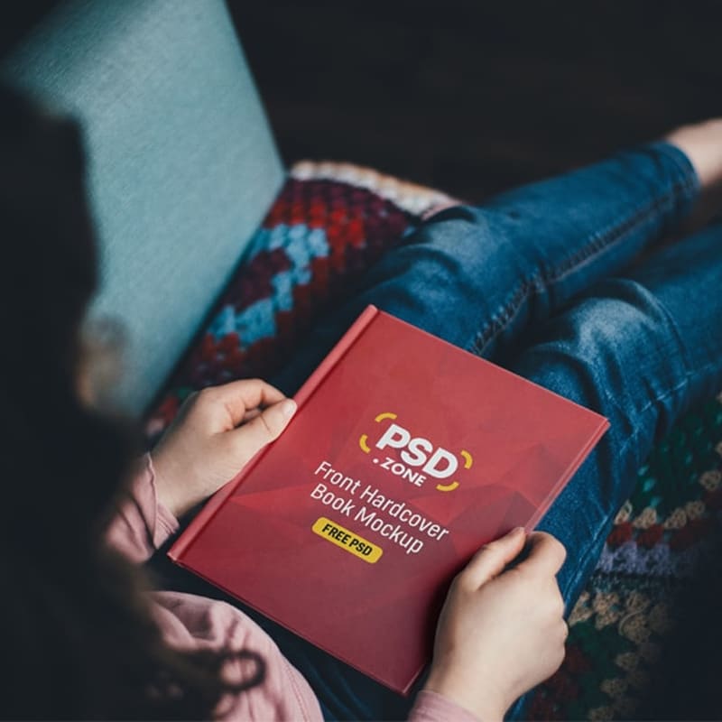 Woman Holding Hardcover Book Mockup