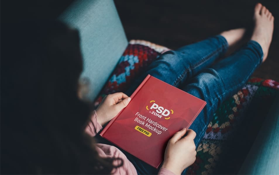 Woman Holding Hardcover Book Mockup