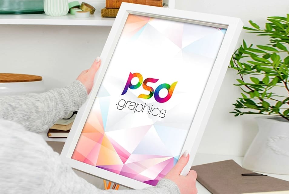 Woman Holding Poster Frame Mockup