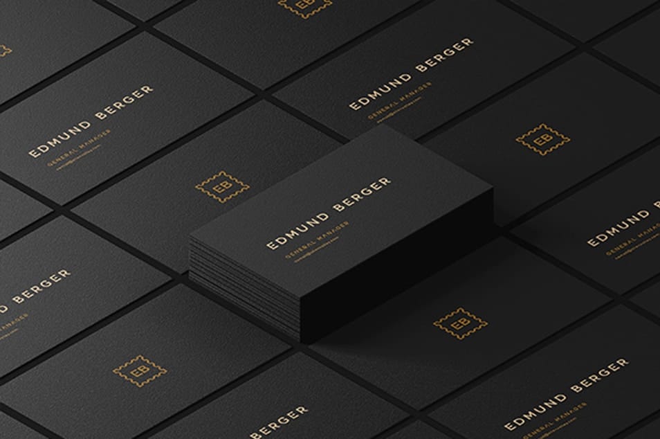 Dark Isometric Business Card Mockup