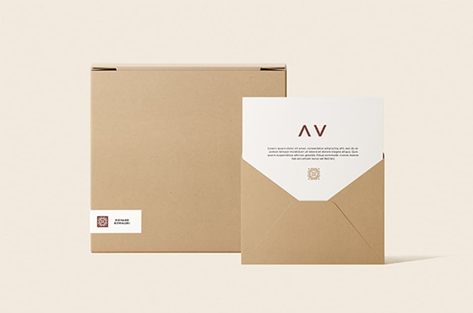 Envelope And Box Mockup