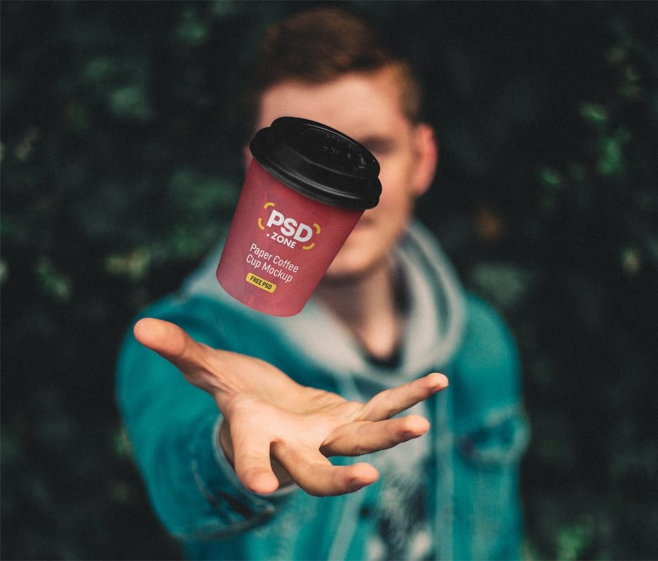 Floating Paper Coffee Cup Mockup