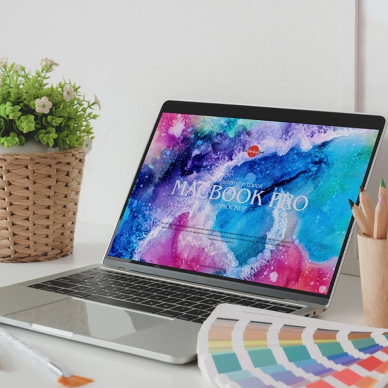 Free Artistic Interior MacBook Pro Mockup