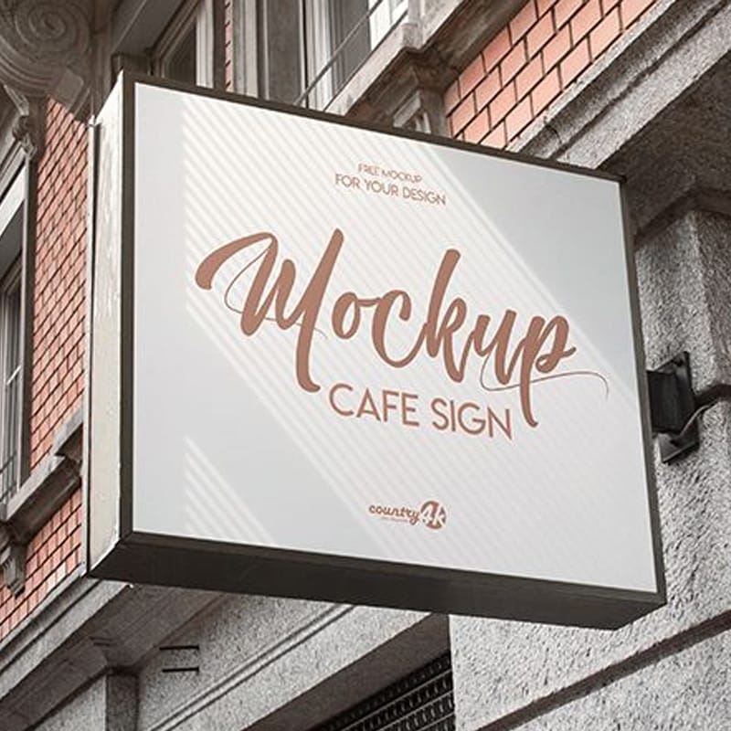 Free Cafe Sign MockUp