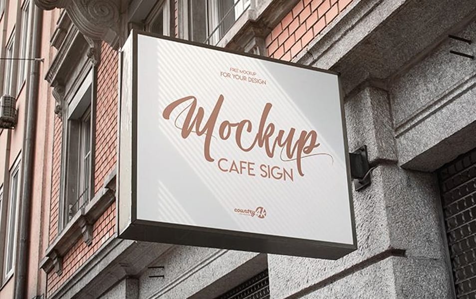 Free Cafe Sign MockUp