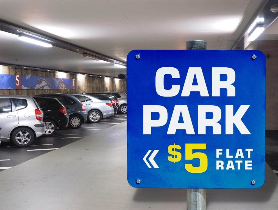 Free Car Parking Signage Mockup PSD