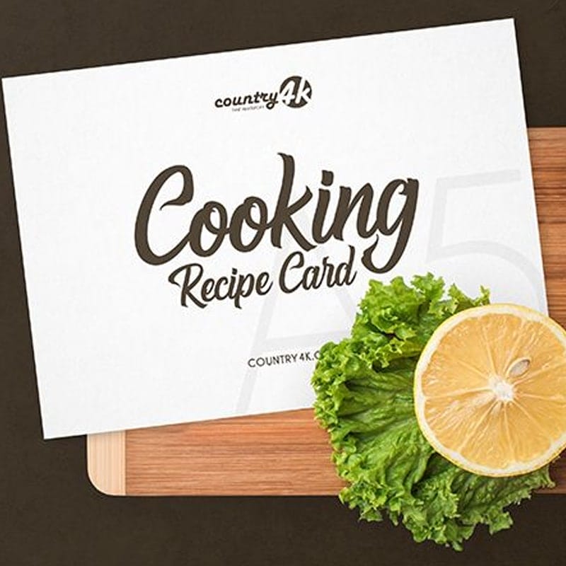 Free Cooking Recipe Card PSD MockUp in 4k