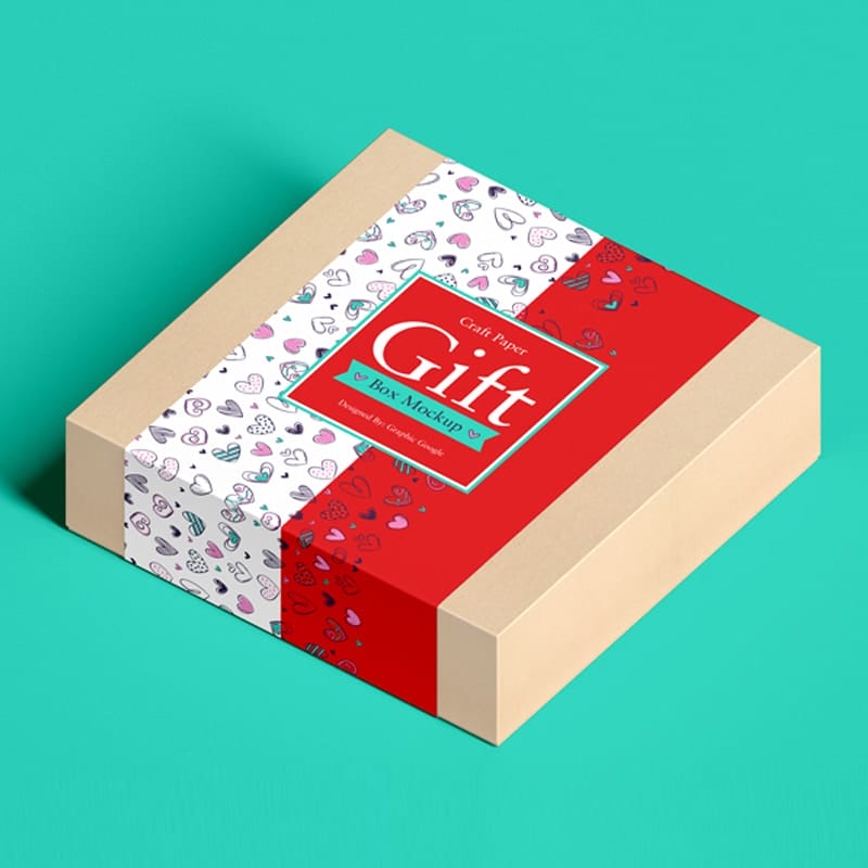 Free Craft Paper Square Gift Box Mockup » CSS Author