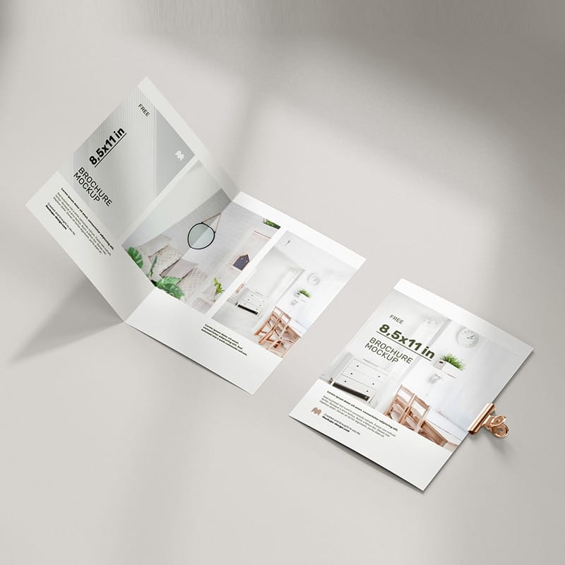 Free Folded 8.5 x 11 in Brochure Mockup
