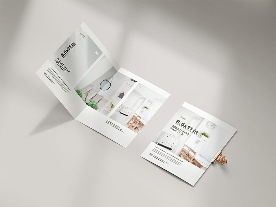Free Folded 8.5 x 11 in Brochure Mockup