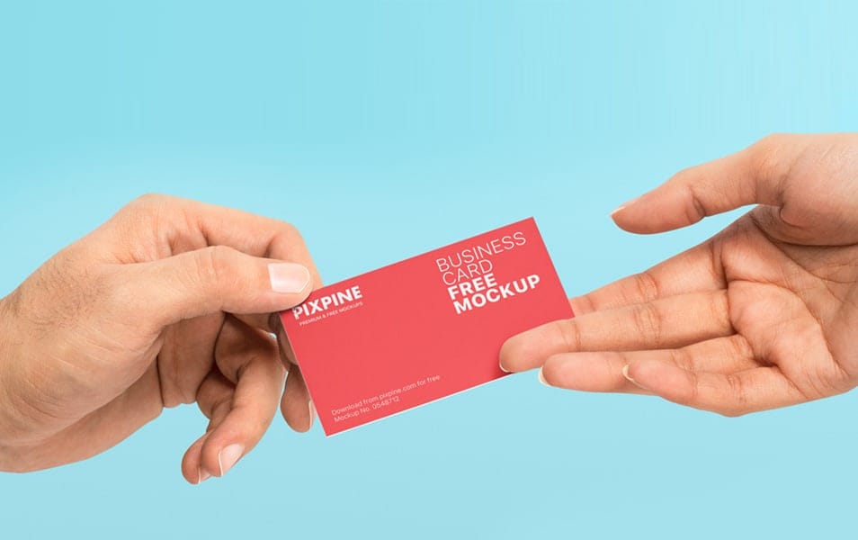 Free Hands Holding Business Card Mockup