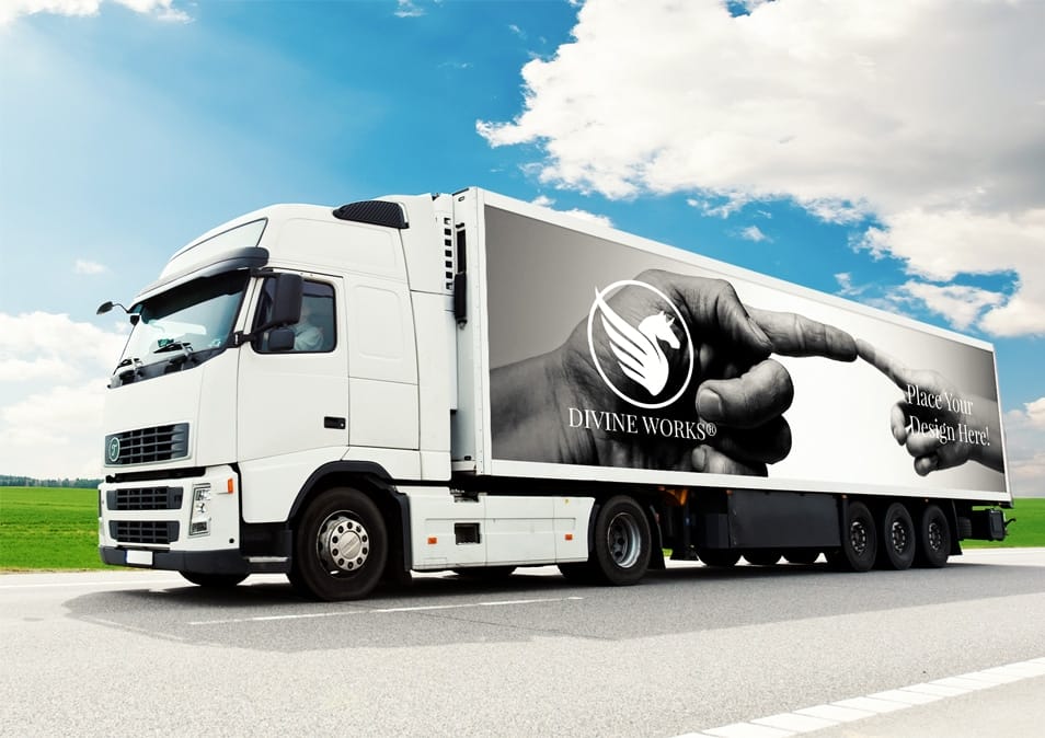 Free Lorry Truck Vehicle Graphics Mockup