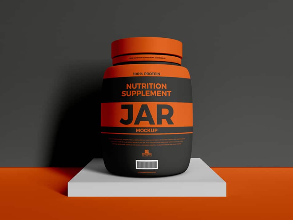 Free Nutrition Supplement Jar Mockup