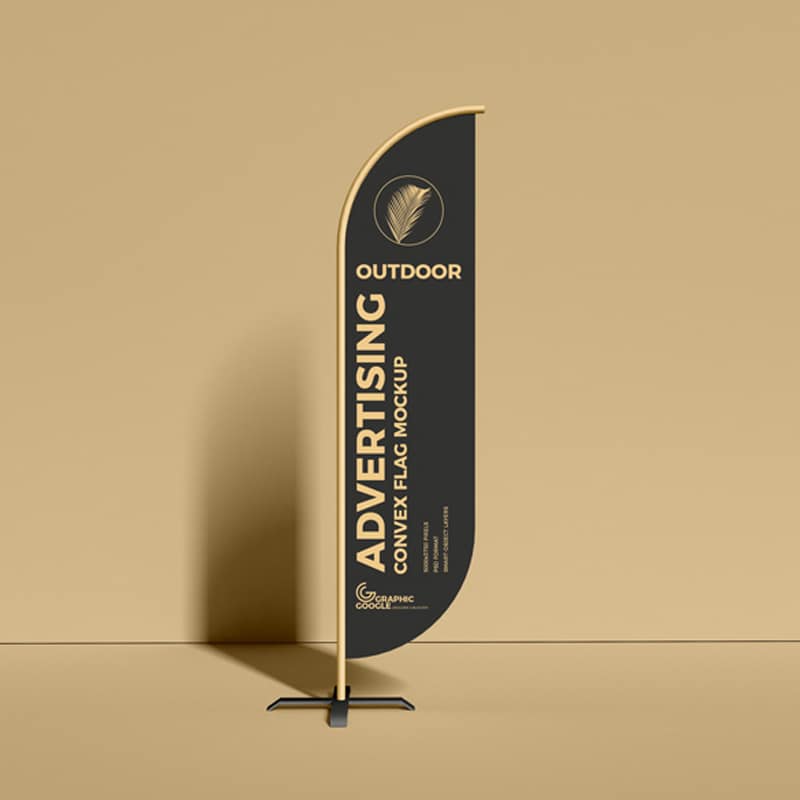 Free Outdoor Advertising Convex Flag Mockup