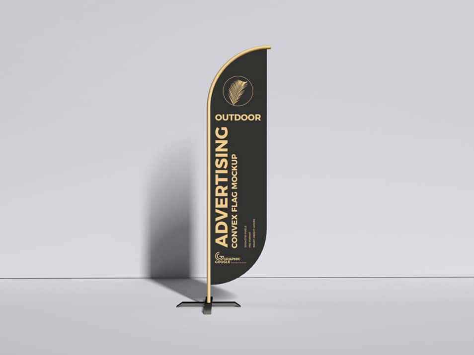 Free Outdoor Advertising Convex Flag Mockup