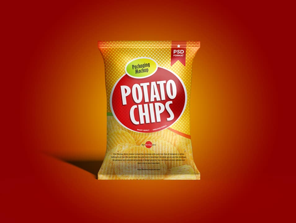 Free Packaging Chips Bag Mockup PSD