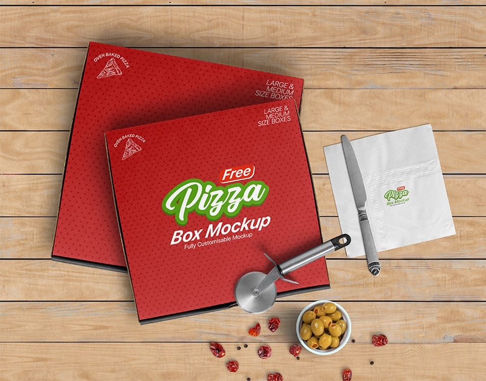Free Pizza Box Mockup