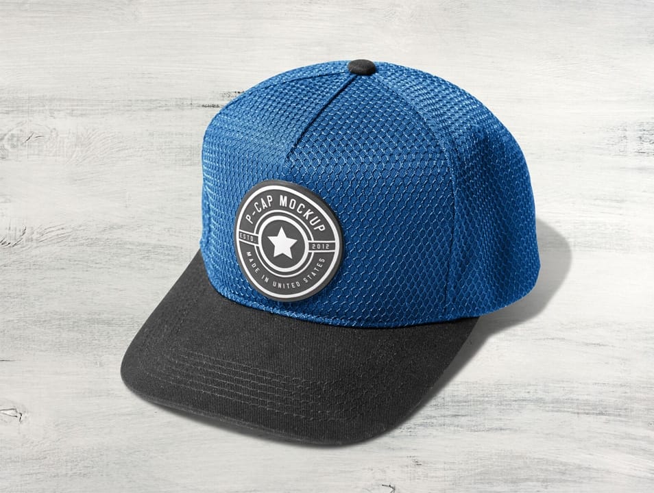 Free Polyester Mesh Breathable Baseball P-Cap Mockup PSD