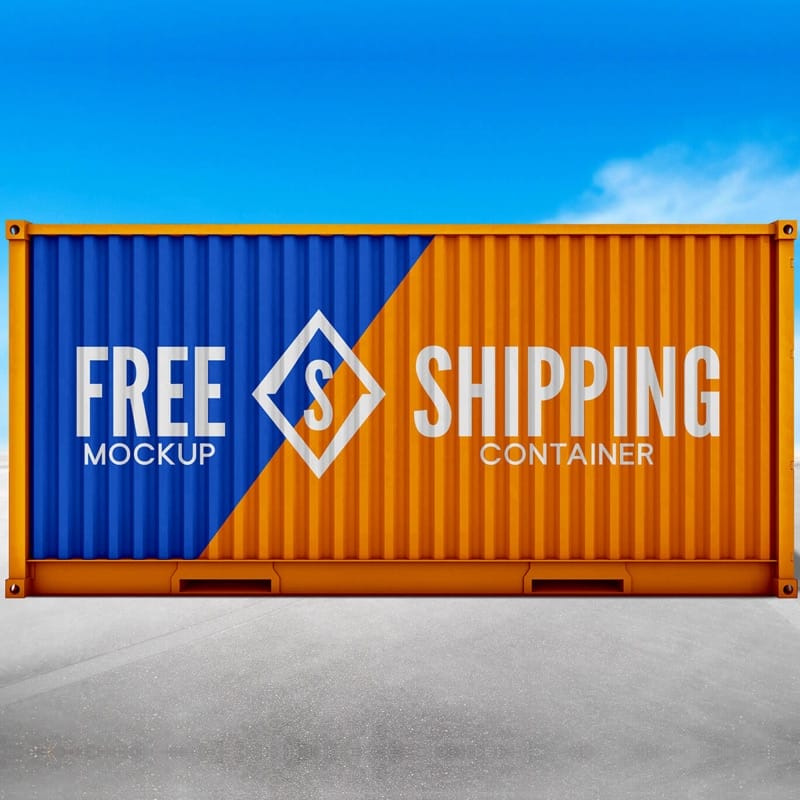 Free Shipping Container Mockup PSD