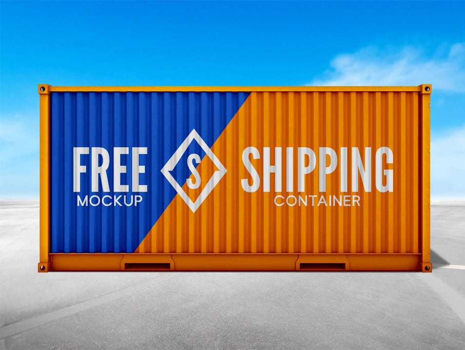 Free Shipping Container Mockup PSD