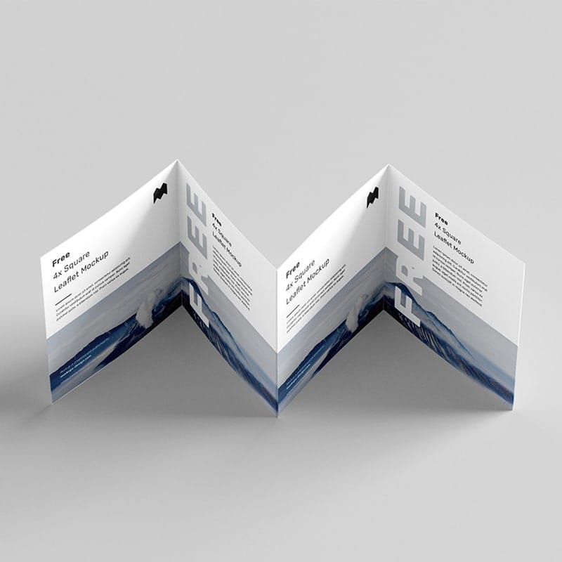 Free Square 4-fold Leaflet Mockup