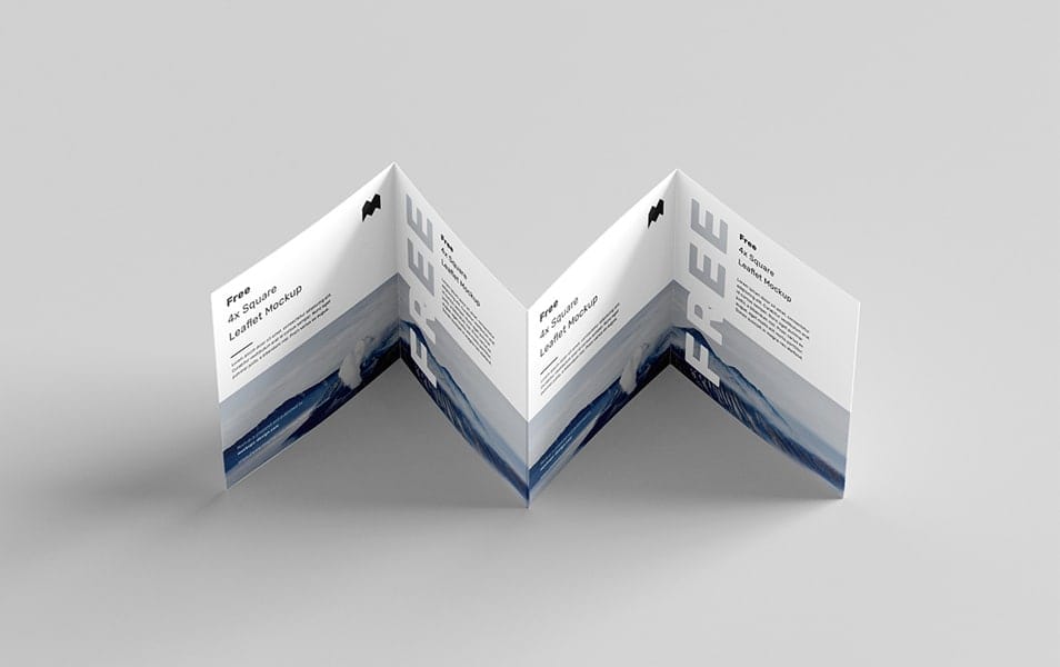 Free Square 4-fold Leaflet Mockup