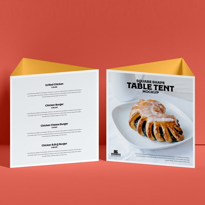 Free Square Shape Table Tent Mockup