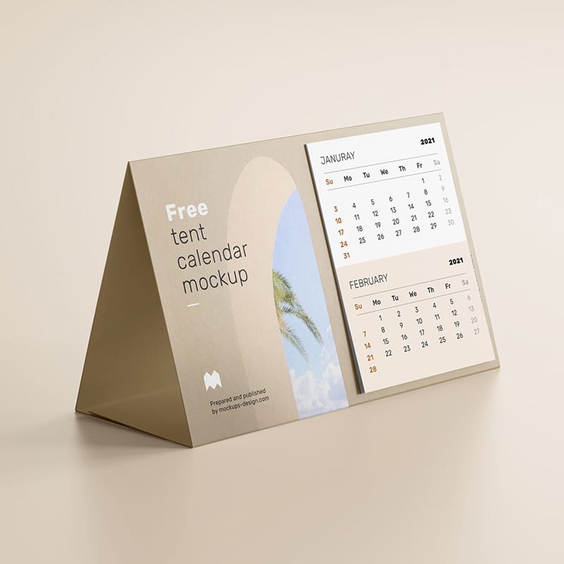 Free Tent Calendar Mockup