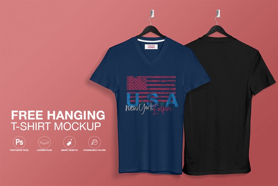 Free V Neck T-Shirt Mockup