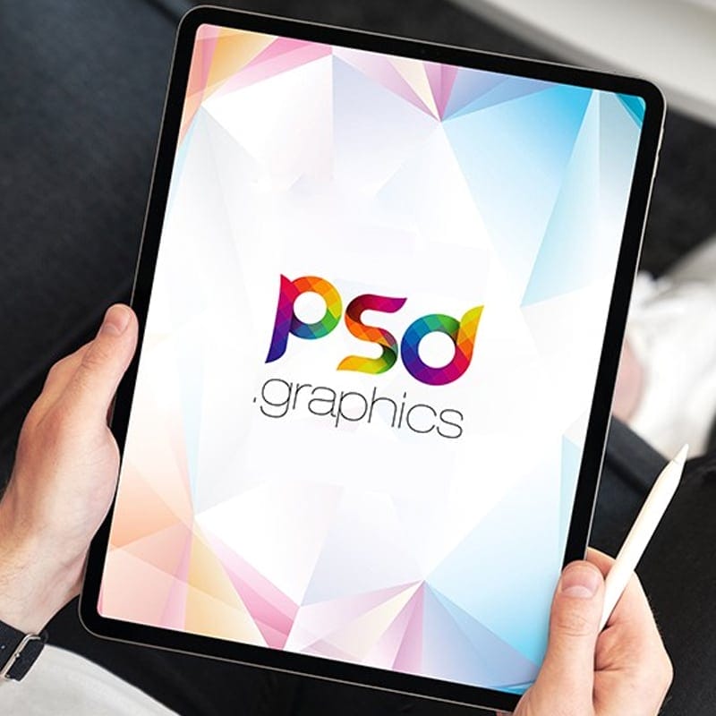 Holding Apple iPad Pro Mockup Template