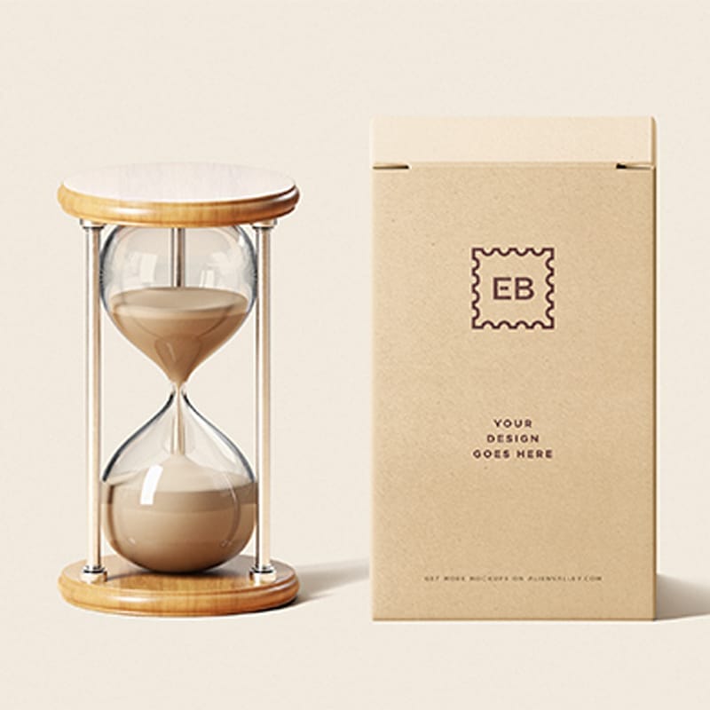 Hourglass With Box Mockup