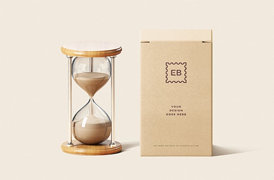 Hourglass With Box Mockup