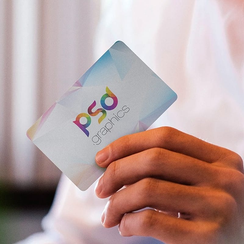 Man Holding Business Card Mockup