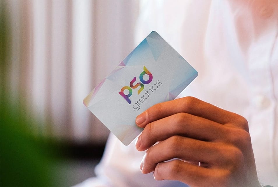 Man Holding Business Card Mockup