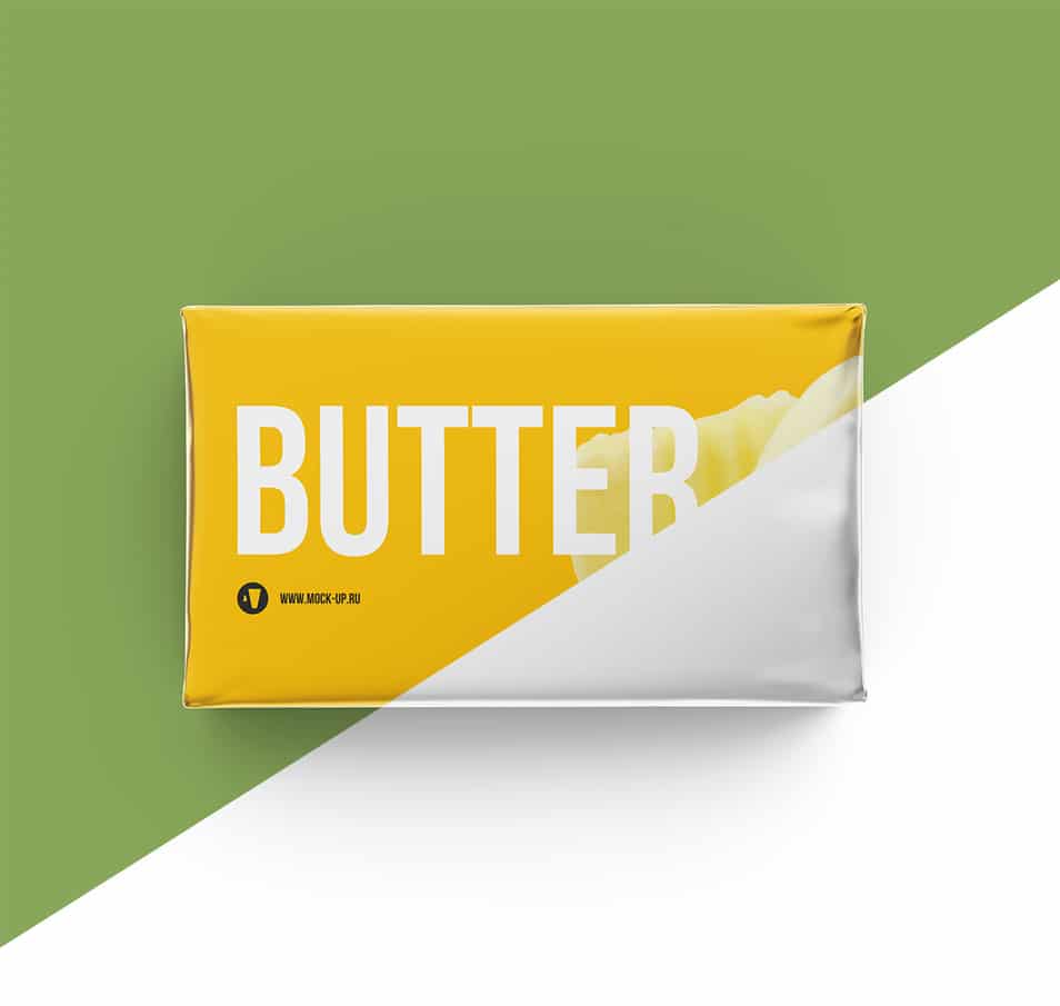 Metallic Butter Block Packaging Mockup