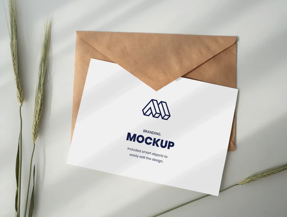 Paper Above Envelope Mockup