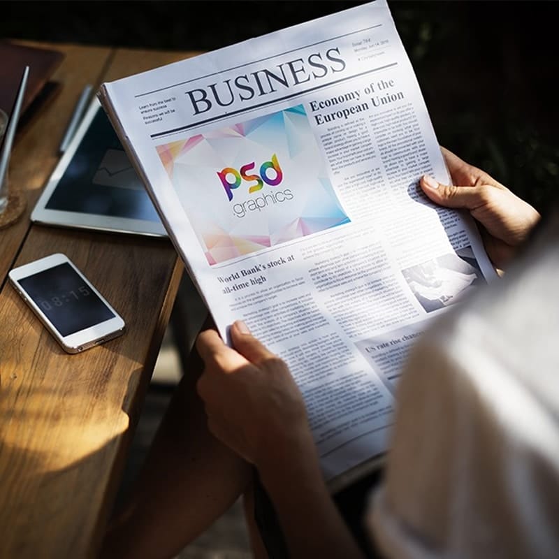 Reading Newspaper Mockup Template