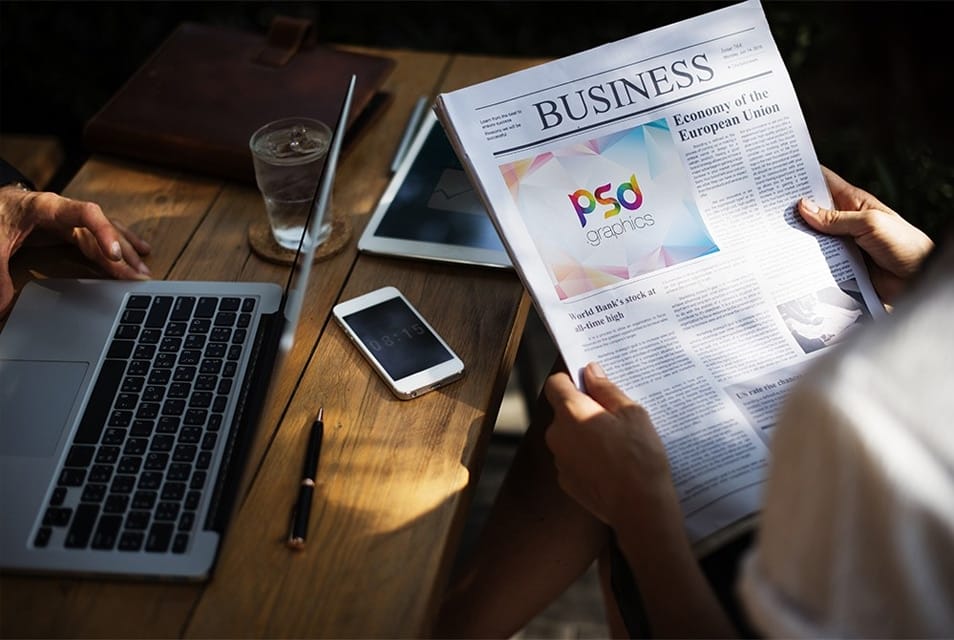 Reading Newspaper Mockup Template