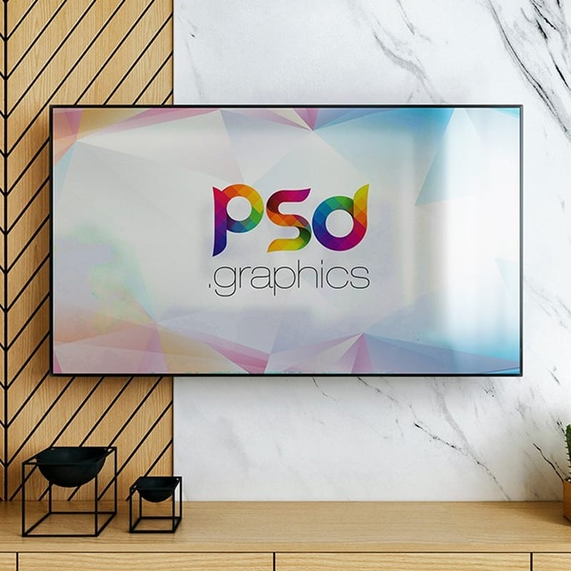 Smart TV on Wall Mockup